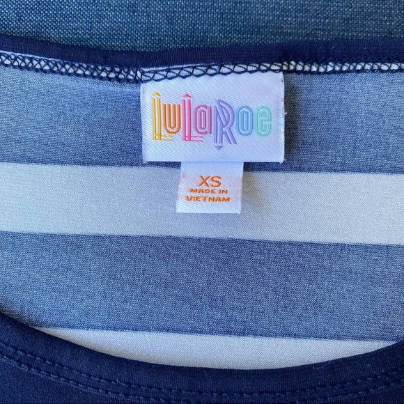 Lularoe XS Irma Blue and white Striped Tunic Shirt - Picture 2 of 3